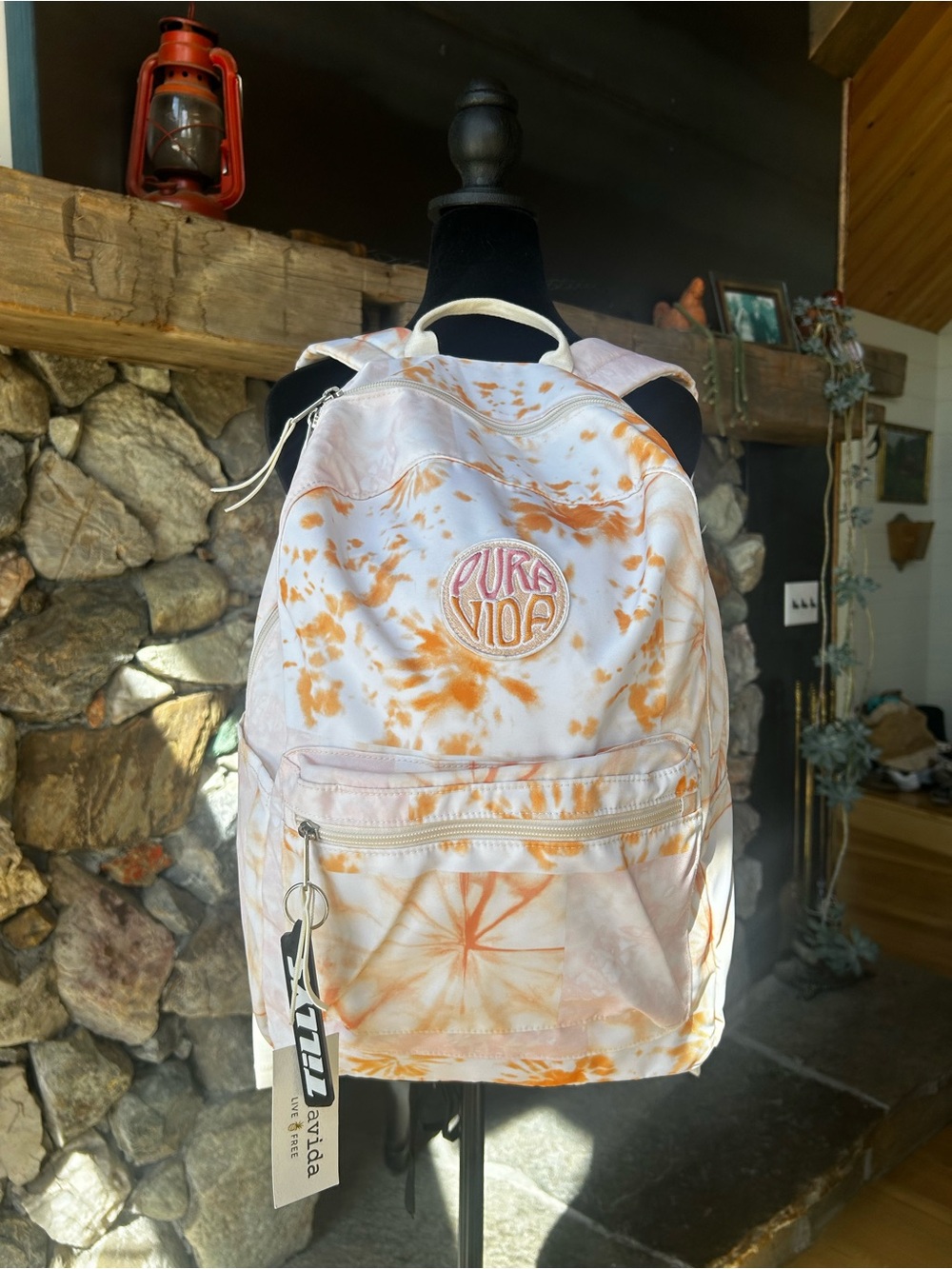 New With Tags Pura Vida Orange & White Tie-Dye Backpack